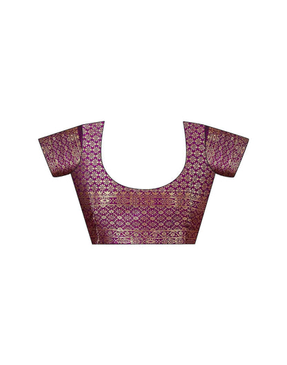 Dark Purple Silk Woven Banarasi Saree