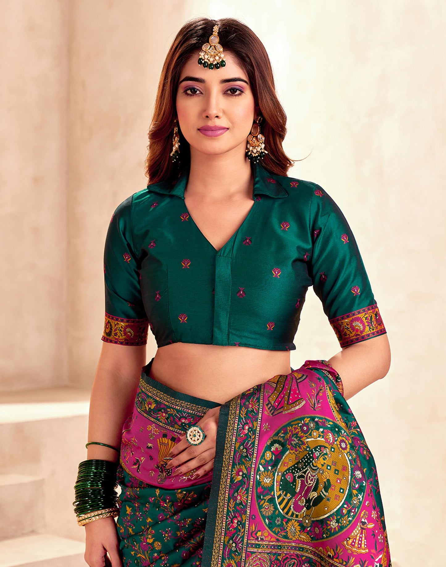 Green Silk Woven Patola Saree