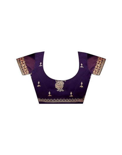 Purple Georgette Embroidery Swarovski Saree