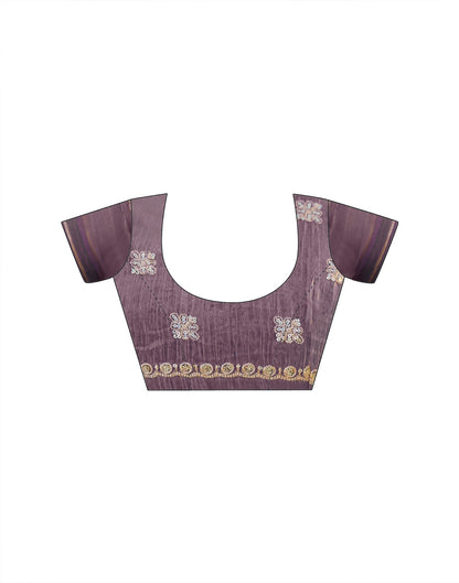 Dusty Mauve Shimmer Sequence Embroidery Saree