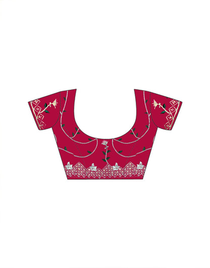 Wine Silk Sequence Embroidery Saree