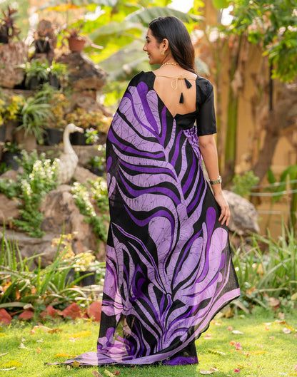 Black Khadi Printed Saree