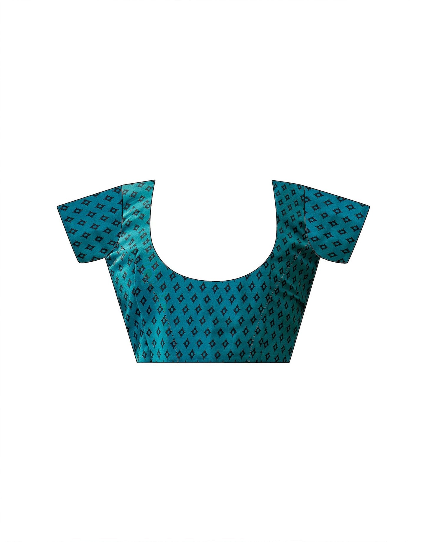 Teal Blue Crepe Silk Printed Saree